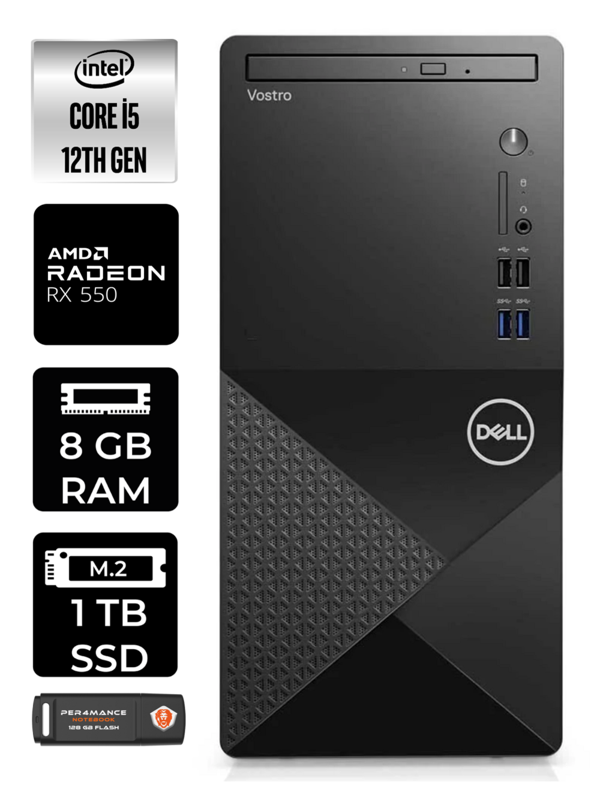 DELL VOSTRO i5 12400 8GB RAM 1TB SSD RX550/4GB W11PRO N7519VDT3910 & MASAÜSTÜ PC & PER4 BELLEK - Image 1