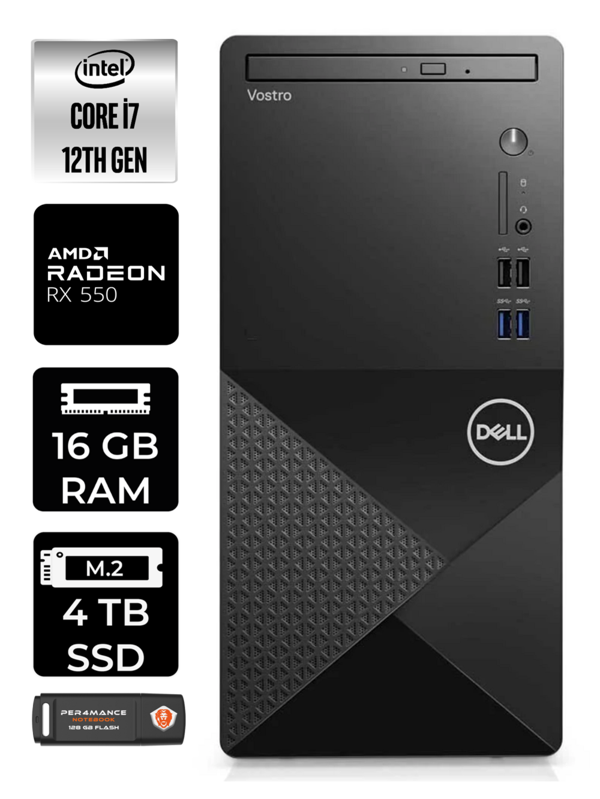 DELL VOSTRO i7 12700 16GB RAM 4TB SSD RX550/4GB W11PRO N7600VDT3910 MASAÜSTÜ PC & PER4 BELLEK - Image 1