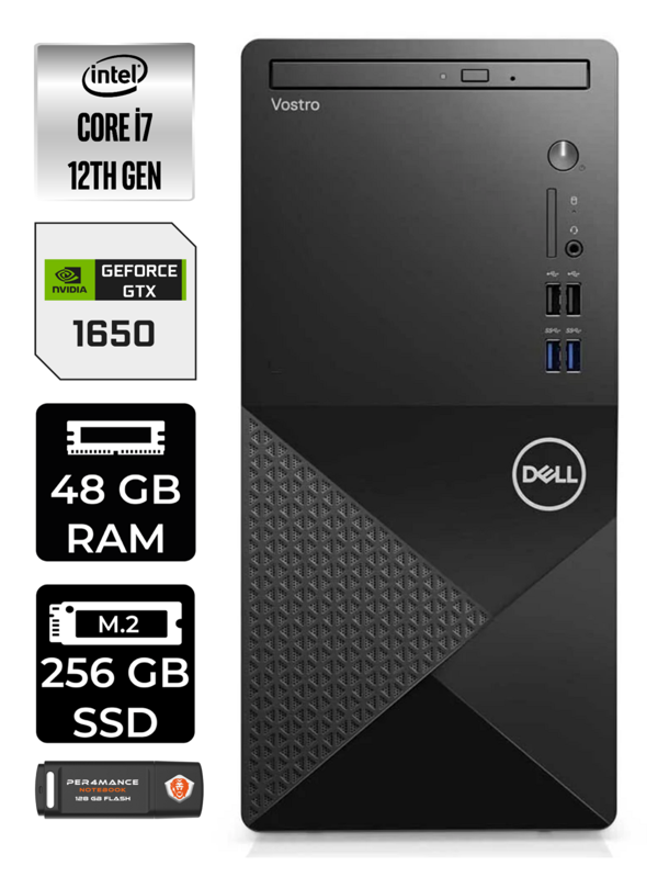 DELL VOSTRO i7 12700 48GB RAM 256GB SSD GTX1650/4GB FDOS N7600VDT3910 MASAÜSTÜ PC & PER4 BELLEK - Image 1