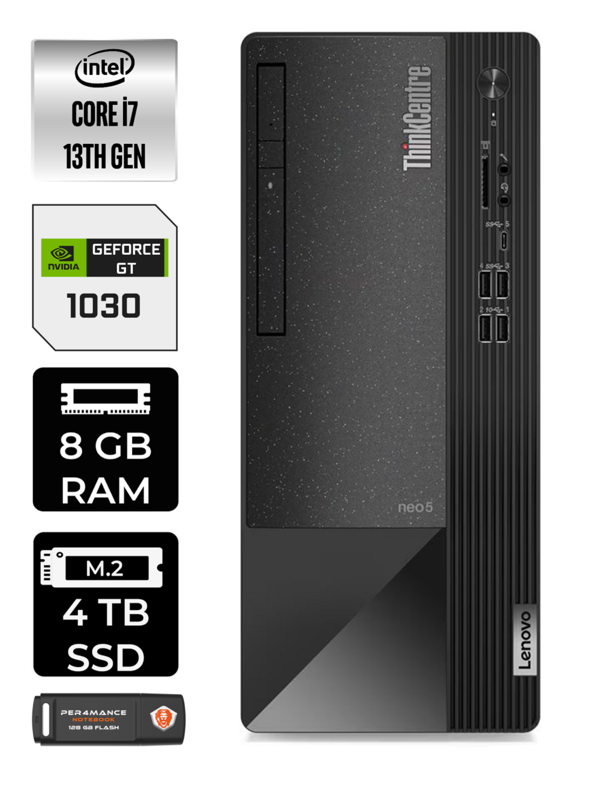 Lenovo Neo 50T i7 13700 8GB RAM 4TB SSD GT1030/4GB W11HOME 12JD0008TR MASAÜSTÜ PC & PER4 BELLEK - Image 1