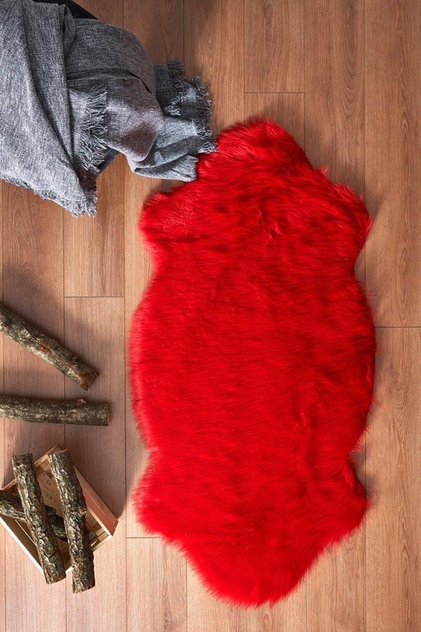 Markaev A Post Kırmızı Peluş Yıkanabilir Kaymaz Taban Salon Mutfak Çocuk Koridor Yatak Odası Halısı - Image 1
