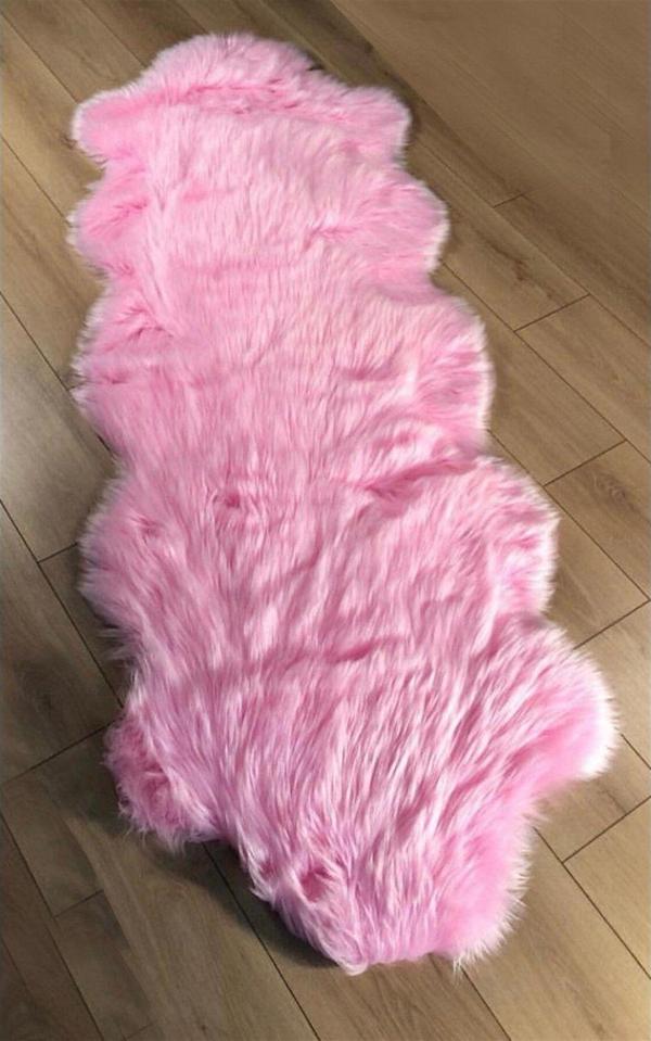 Markaev A Post Pembe Peluş Yıkanabilir Kaymaz Taban Salon Mutfak Çocuk Koridor Yatak Odası Halısı - Image 1