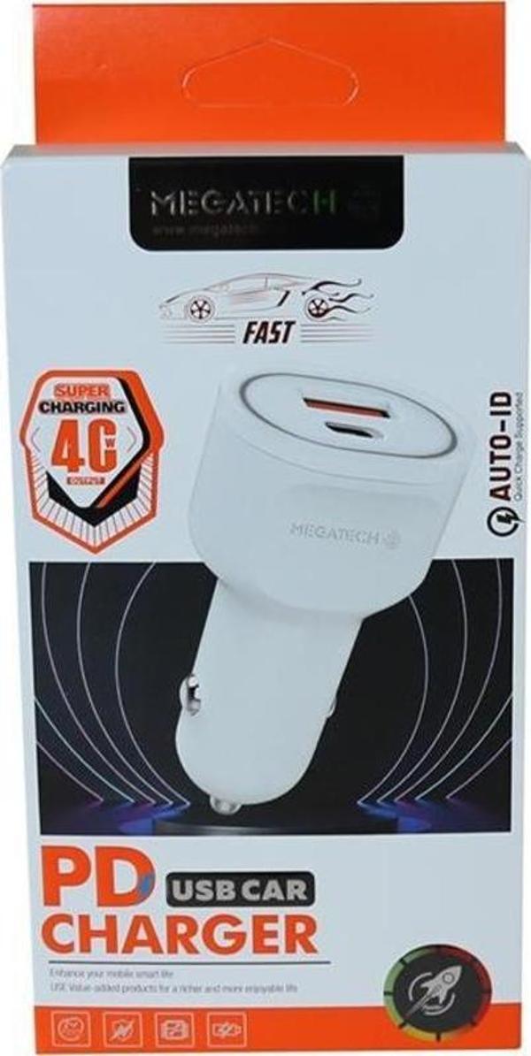 Megatech T05 Araç Çakmaklık Şarj Cihazı, 2 USB, 3.4A, Beyaz - Image 1