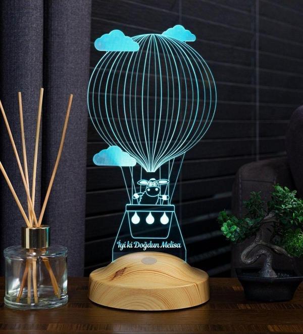 Sevgi Lambası Çocuk Bebek Hediyesi, Kuzulu Balon 3 Boyutlu Hediye Led Lamba - Image 1