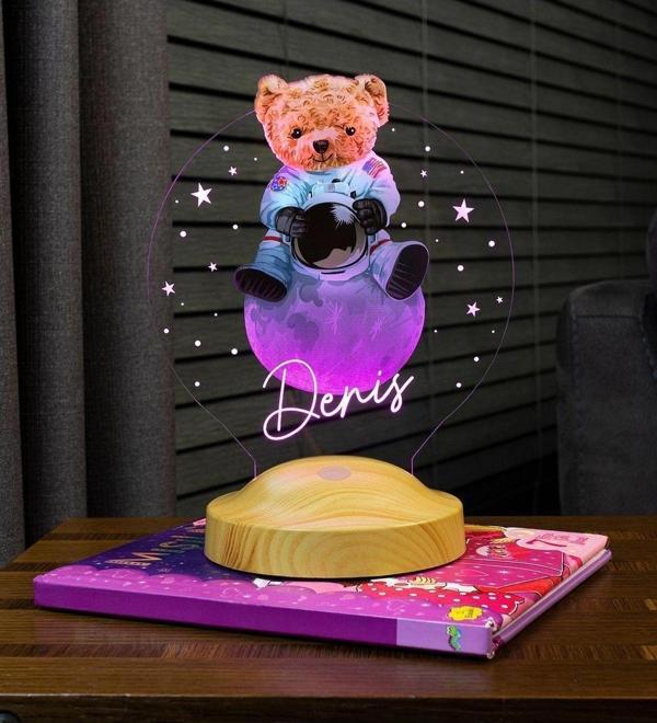 Sevgi Lambası Çocuk Odası Hediyesi, Ayı Teddy, Ayıcık Led Lamba, Doğum Günü Hediyesi Renkli Baskılı Led Lamba - Image 1