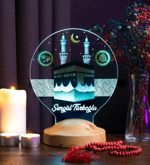 Sevgi Lambası Anneye Hediye, Kabe Görselli Dini Hediye, Kabe Led Lamba, Babalar Günü Dini Hediye Led Lamba - Image 1