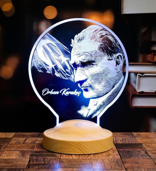Sevgi Lambası Atatürk Görselli Hediye, Atatürk Türk Bayrağı Hediyesi Led Lamba - Image 1
