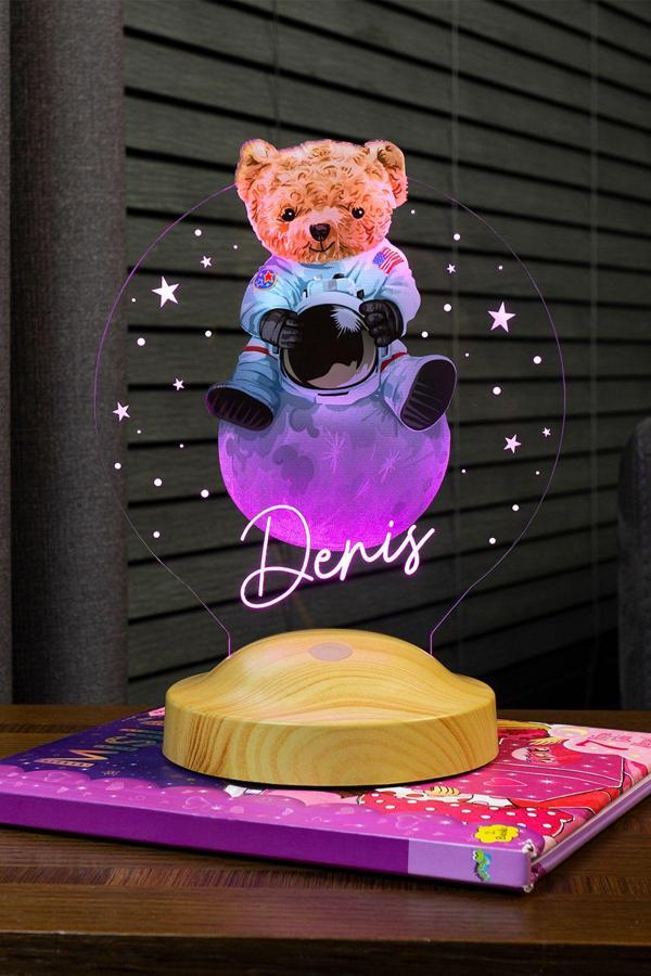 Sevgi Lambası Ayı Teddy, Ayıcık Led Lamba, Doğum Günü Hediyesi Renkli Baskılı Led Lamba Gece Lambası - Image 1