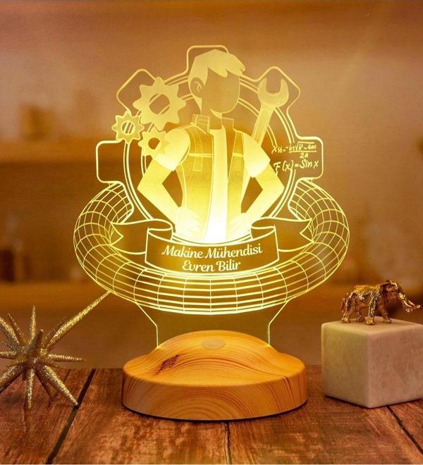 Sevgi Lambası Makine Mühendisine Hediye, Mühendisler Günü Hediyesi 3 Boyutlu 3d Led Lamba - Image 1
