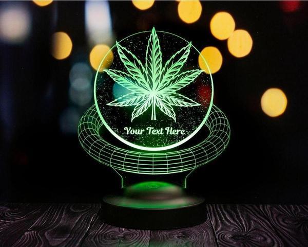 Sevgi Lambası Mucize Bitki Kenevir li 3D Led Lamba, Kişiye Özel Hediye, Dekoratif Masa Lambası, - Image 1