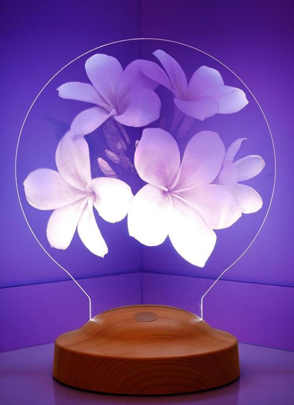 Sevgi Lambası Çiçek Figürlü, Plumeria Çiçeği Hediyesi 3d Led Lamba, Gece Lambası - Image 1
