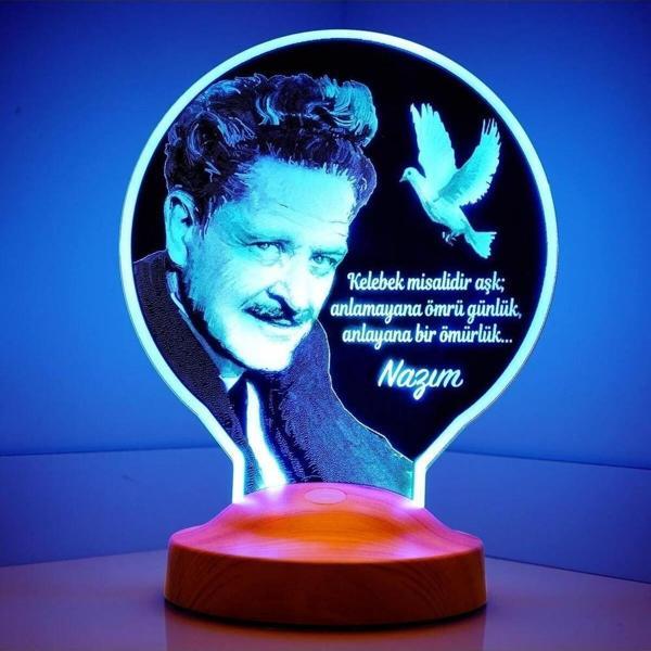 Sevgi Lambası Nazım Hikmet Şiiri, Nazım Hikmet Sözleri Yazılı Led Lamba, Gece Lambası - Image 1