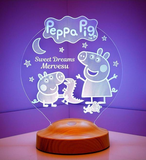 Sevgi Lambası Peppa Pig Happy Birthday Hediyesi, Bebek Hediyesi, Domuz Peppa Ailesi, Çocuk Odası Gece Lambası - Image 1