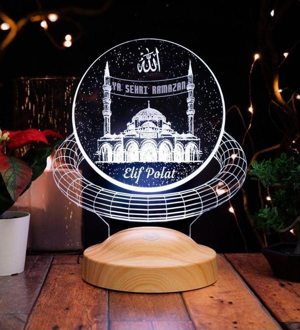 Sevgi Lambası Ramazan Hediyesi Mahyalı Camii Dini Hediye, Allah, I?simli Ramazan Hediyesi Led Lamba - Image 1