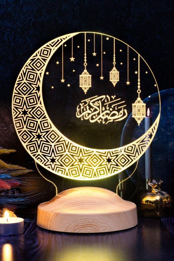 Sevgi Lambası Ramazan Hediyesi, Dini Hediye Hilal & Kandil Hediyesi, Işıklı Ramazan Süsü, Hoşgeldin Ramazan - Image 1
