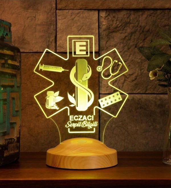 Sevgi Lambası Eczacılar Günü Hediyesi, Eczacılara Özel Hediye, Eczane Logolu Led Lamba, Eczacı Teknisyenine Hediye - Image 1