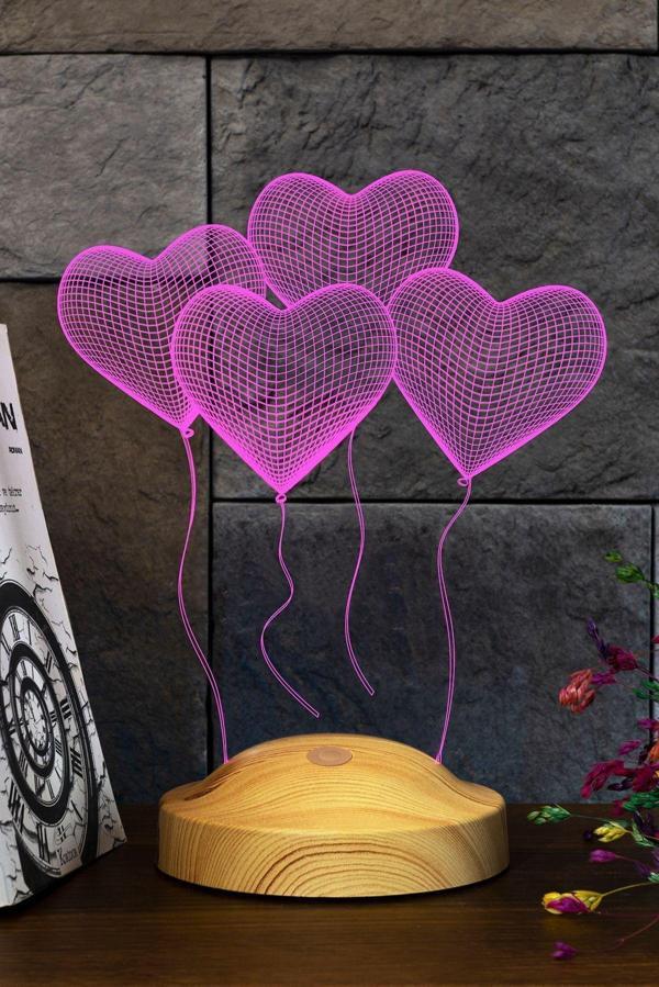 Sevgi Lambası Sevgiliye Romantik Hediye, Kalpler 3d Led Gece Lambası 3 Boyutlu Led Lamba, Çok Şık Gece Lambası - Image 1