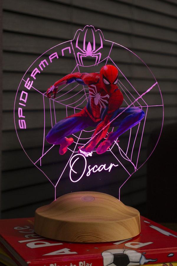 Sevgi Lambası Spiderman Örümcek Adam Spider Man Figürlü Kişiye Özel Gece Lambası, Renkli Led Lamba, Spider-man - Image 1