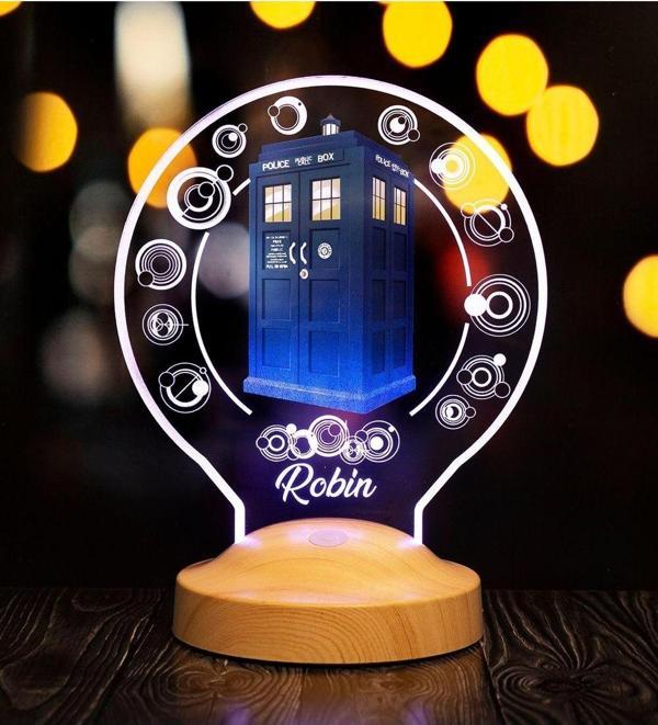 Sevgi Lambası Tardis Desenli Gece Lambası, Doctor Who Hayranlarına Hediye, Galiffrey Telefon Kulübesi, Timelord - Image 1