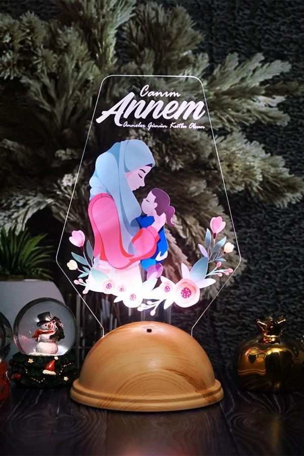 Sevgi Lambası Tesettürlü Anneye Hediye Anne Ve Kız Bebek Led Lamba, Anneler Gününe Özel Hediyesi Gece Lambası - Image 1