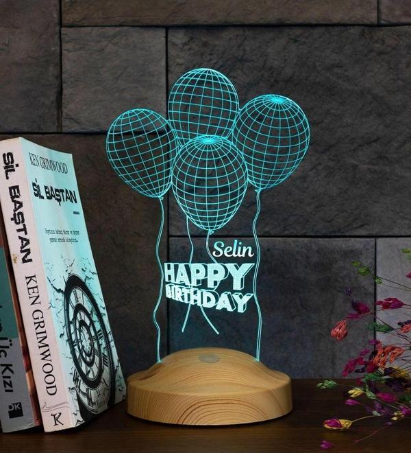 Sevgi Lambası Happy Birthday Hediyesi Doğum Günü Hediyesi Balon 3 Boyutlu Led Lamba - Image 1
