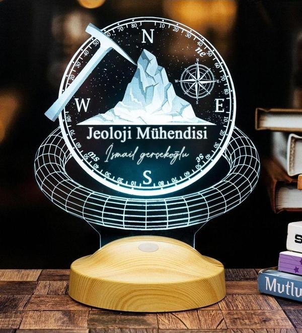 Sevgi Lambası Jeoloji Mühendisi Hediyesi 3d Lamba Jeolog Hediyesi Led Masa Lambası - Image 1