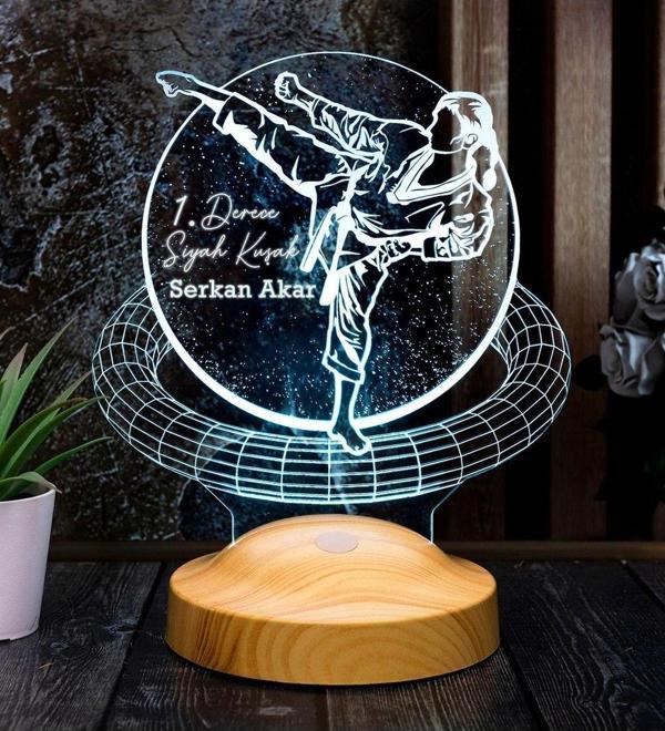 Sevgi Lambası Kadın Karateci Hediyesi, Karate Tekvando Judo Sporcuya Hediye 3d Led Lamba - Image 1