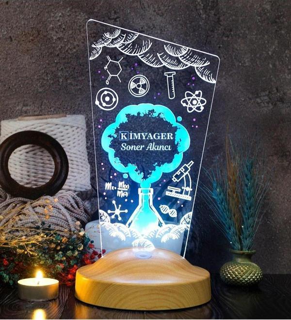 Sevgi Lambası Kimyagere Meslek Hediyesi Led Masa Lambası, Kimya Günü Ve Kimyagerler Haftası Hediye Led Lamba - Image 1
