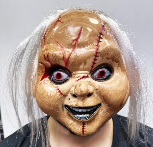 Beyaz Saçlı Çaki Maskesi Chucky Maskesi Yetişkin Çocuk Uyumlu - Image 1