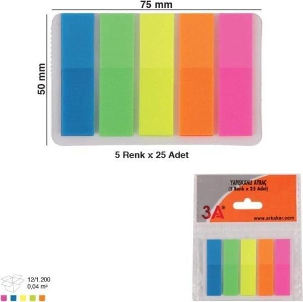 3A Post It, Renkli Yapışkanlı Not Kağıdı Index - Image 1