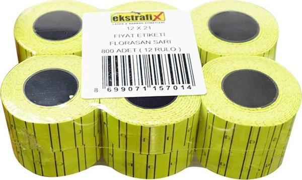 Ekstrafix 12 x 21 Fiyat Etiketi Florasan Sarı Fix-5701 (12 Rulo) - Image 1