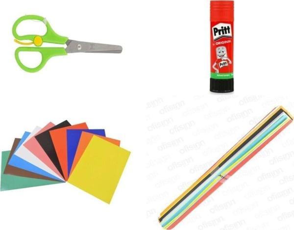 Gürpaş 50X70 Fon Kartonu,20X30 El Işi Kağıdı,Büyük Boy Pritt 45 Gr,Makas K.S - Image 1