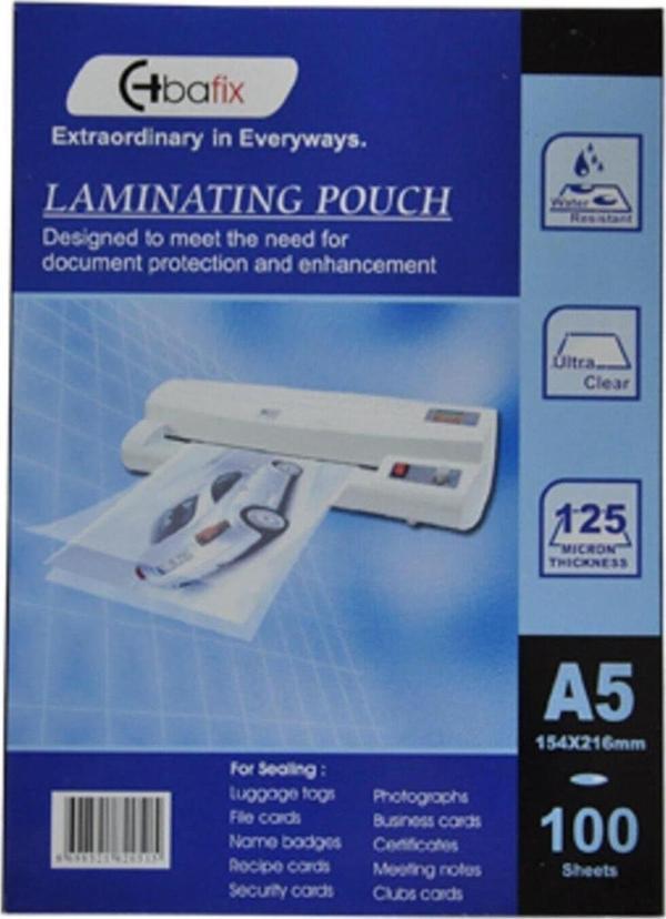 Bafix A-5 Laminasyon Filmi 125 Micron 100 LÜ (1 paket 100 adet) - Image 1