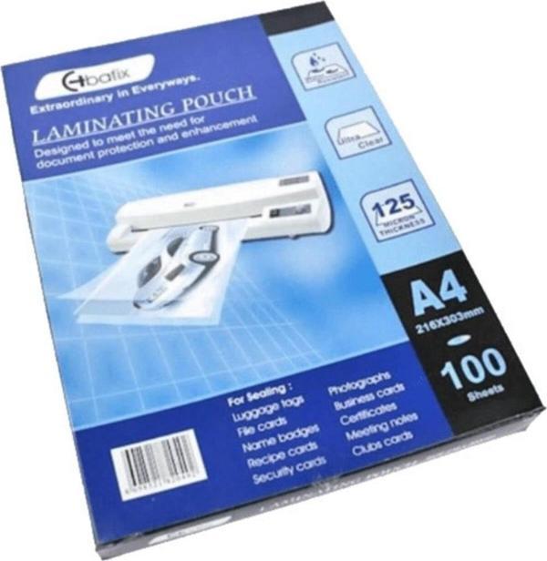 Bafix Laminasyon Filmi A4 125 Micron 100 Lü (1 Paket 100 Yaprak) - Image 1