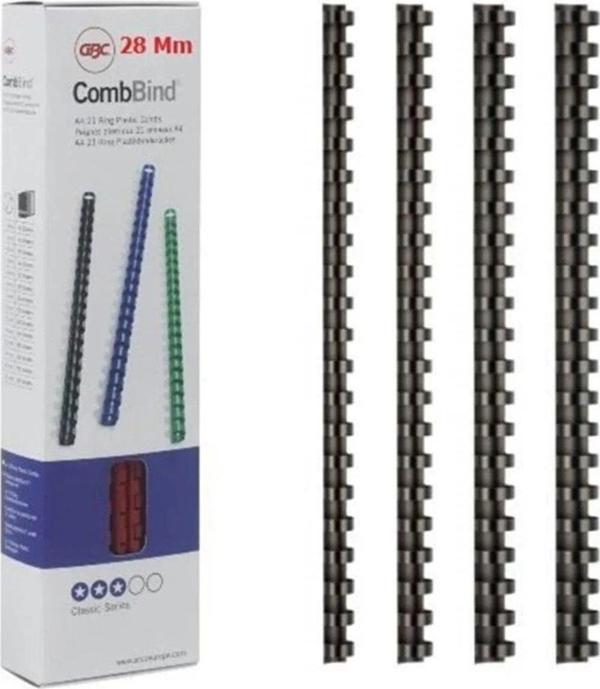Gbc Spiral Plastik Combbind 28 MM Siyah A4 Plastik Spiral (50 Li Paket) - Image 1