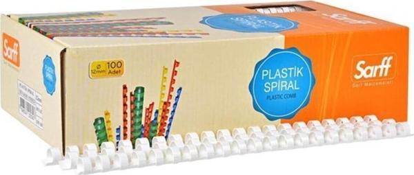 Sarff Spiral Plastik 95 Sayfa 12 MM Beyaz (100 Lü Paket) - Image 1