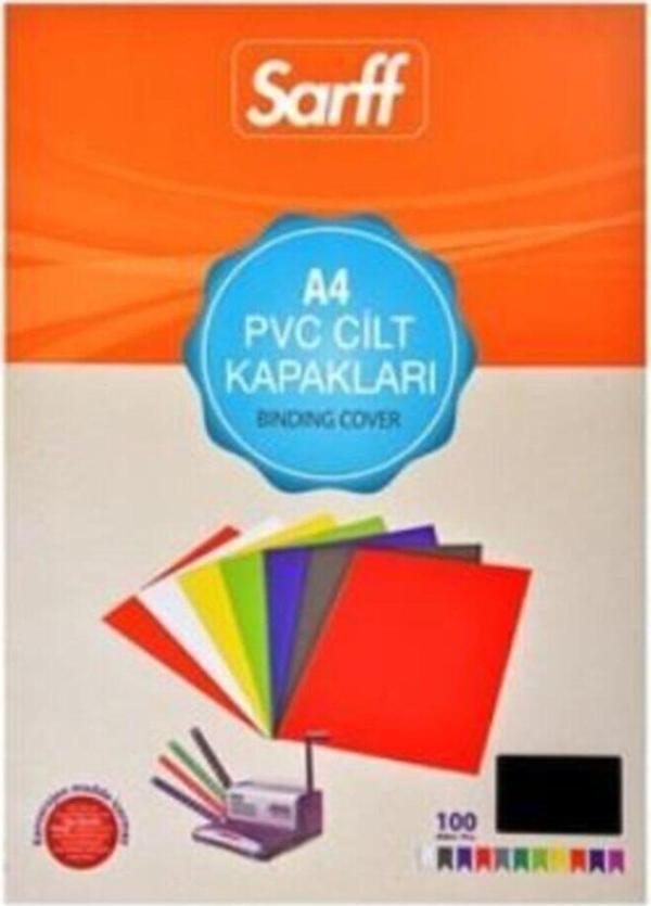 SARFF A-4 Cilt Kapağı 160 Micron Siyah 100 Lü (1 Paket 100 Adet) - Image 1