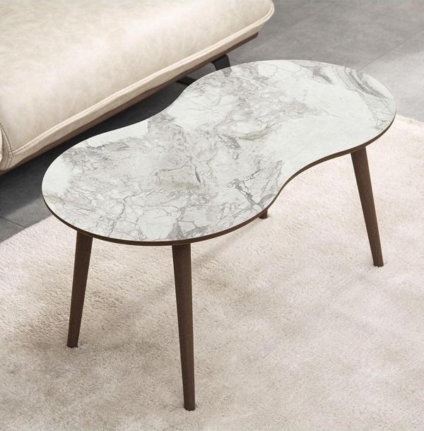 Vovvahome Moon Mdf Ahşap Orta Sehpa - Beyaz Mermer Desenli - Image 1