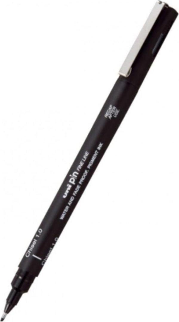Uni-Ball Pin 1.0 Fine Line Kesik Uçlu Kalem Siyah (12 Li Paket) - Image 1
