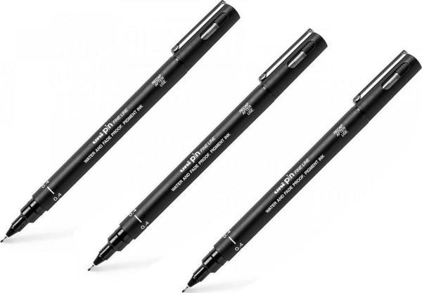 Uni-Ball Teknik Çizim Kalemi Markör Akrilik Uçlu Kalem Fine Line Pin 0.4 Mm Siyah (12 Li Paket) - Image 1