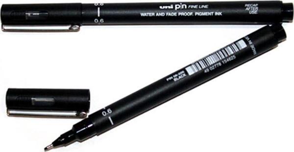 Uni-Ball Teknik Çizim Kalemi Markör Akrilik Uçlu Kalem Fine Line Pin 0.6 Mm Siyah (12 Li Paket) - Image 1