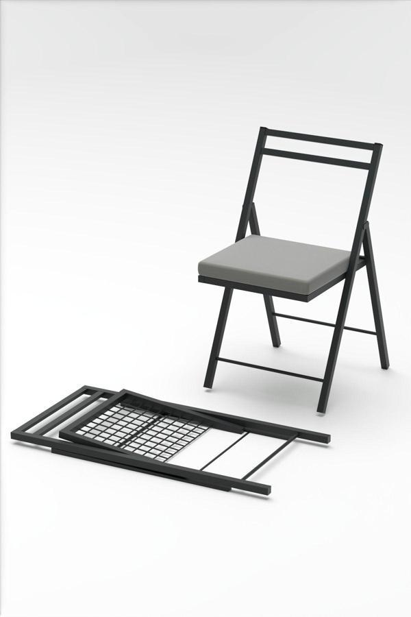 Retodesign 1 Adet Katlanır Metal Sandalye Minderli Bistro Sandalye 2024S - Image 1