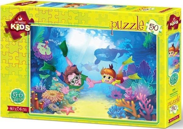 Art Çocuk Puzzle Dalgıç Çocuklar 50 Parça Puzzle - Image 1