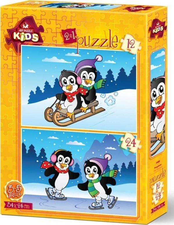 Art Çocuk Puzzle Penguenler 12+24 Parça Puzzle - Image 1