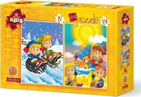 Art Çocuk Puzzle Yaz- Kış 12+24 Parça Puzzle - Image 1
