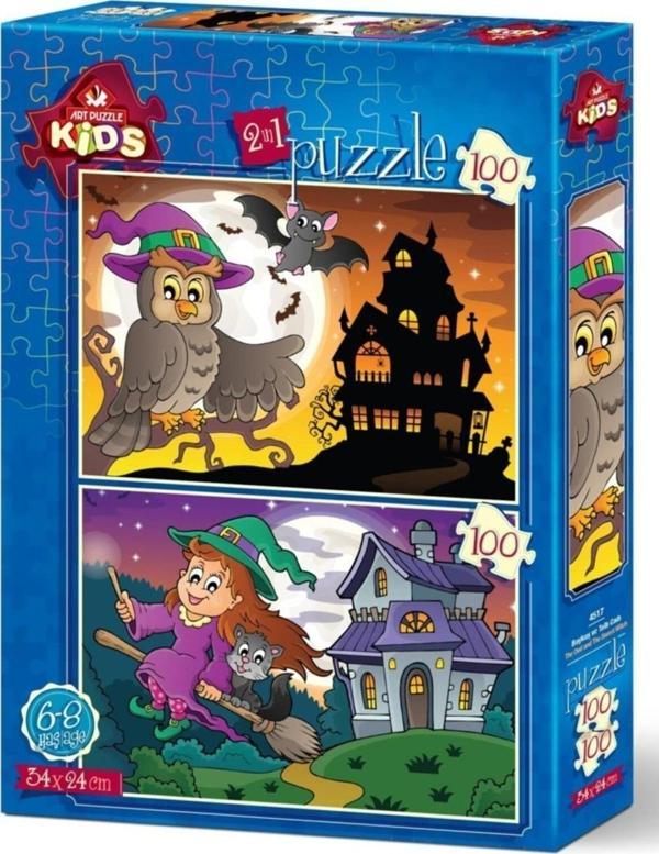 Art Puzzle 2x100 Parça Baykuş Ve Tatlı Cadı Çocuk Puzzle - Image 1