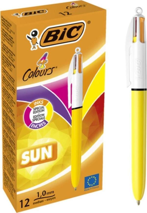 Bic 4 Renk Tükenmez Kalem 1 Kalem 4 Farklı Renk Tükenmez Kalem (12 Li Paket) - Image 1