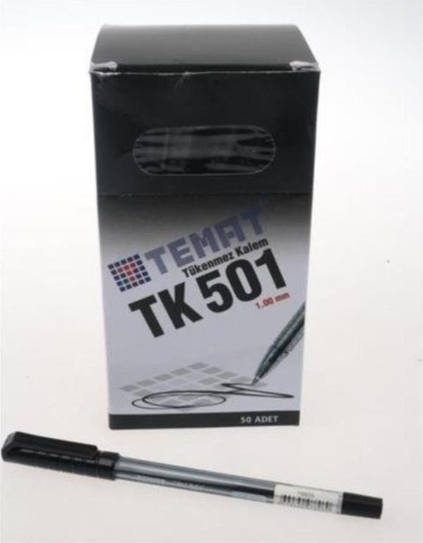 Temat Tk-501 Tükenmez Kalem 1,0 Mm Siyah 50 Li (1 Paket 50 Adet) - Image 1