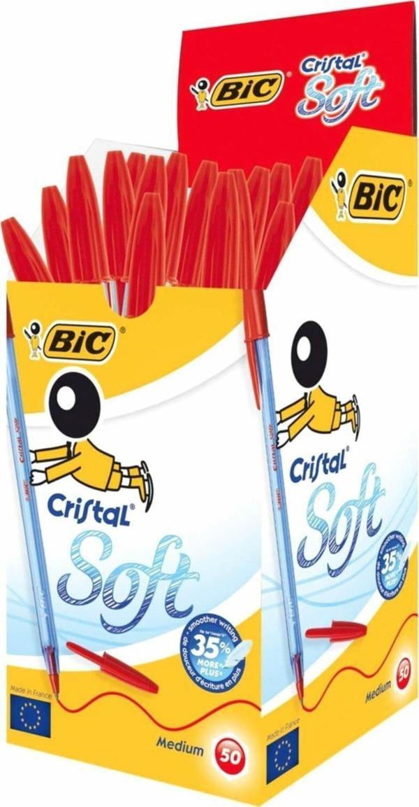 Bic Tükenmez Kalem Cristal Soft 1.0 MM Bilye Uç Kırmızı ( 50 Li Kutu ) 918520 - Image 1
