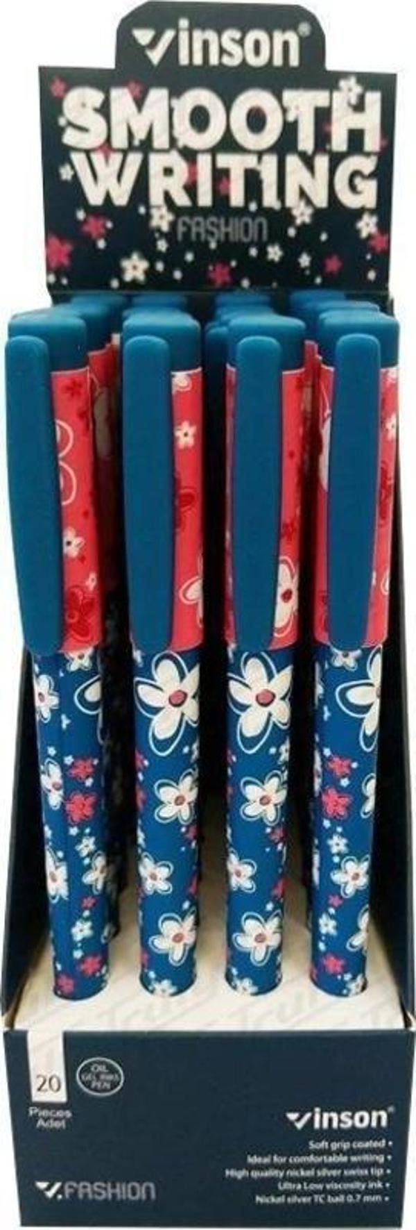 Maxx Jel Kalem Vinson Desenli 0.7 MM Mavi Jel Tükenmez Kalem (20 Li Paket) - Image 1